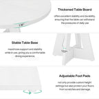 Round Farmhouse Dining Table for 4, 47-Inch