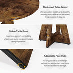 Round Farmhouse Dining Table for 4, 47-Inch