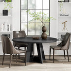Round Farmhouse Dining Table for 4, 47-Inch