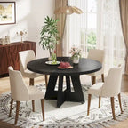 Round Farmhouse Dining Table for 4, 47-Inch