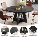 Round Farmhouse Dining Table for 4, 47-Inch