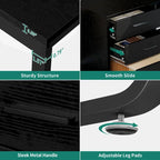 55 Inch L-shaped Gaming Desk with Power Outlets and LED Lights Computer Corner Desk with File Cabinet Monitor Stand
