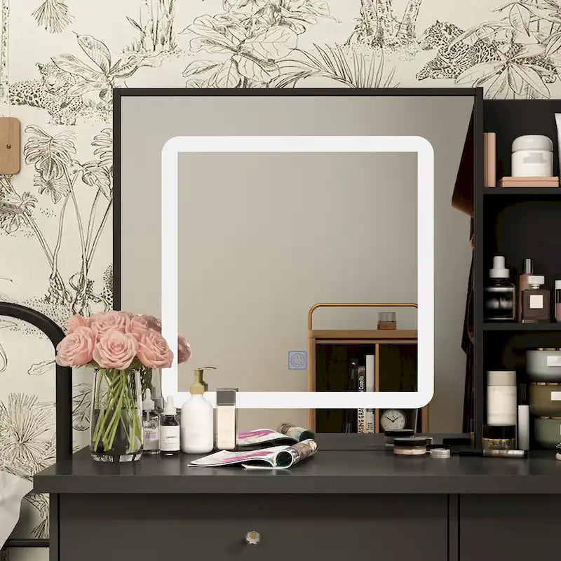 39.4 W Dresser Makeup Vanity Set with Stool and Mirror Room