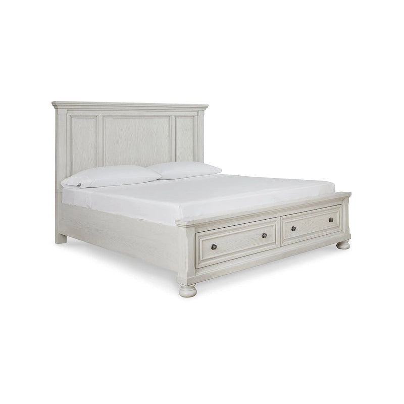 Antique White Panel Storage Bed
