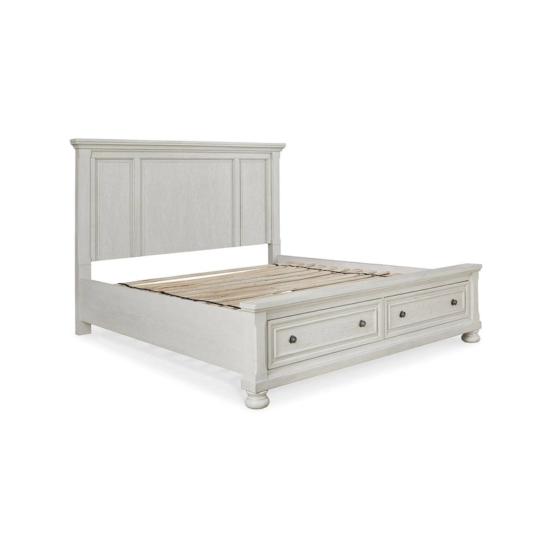Antique White Panel Storage Bed