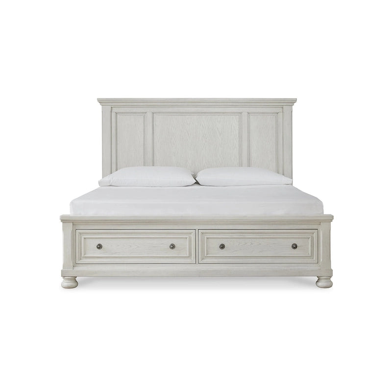 Antique White Panel Storage Bed