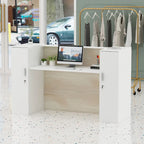 Reception Desk Large Front Counter Table w/ Adjustable Shelf