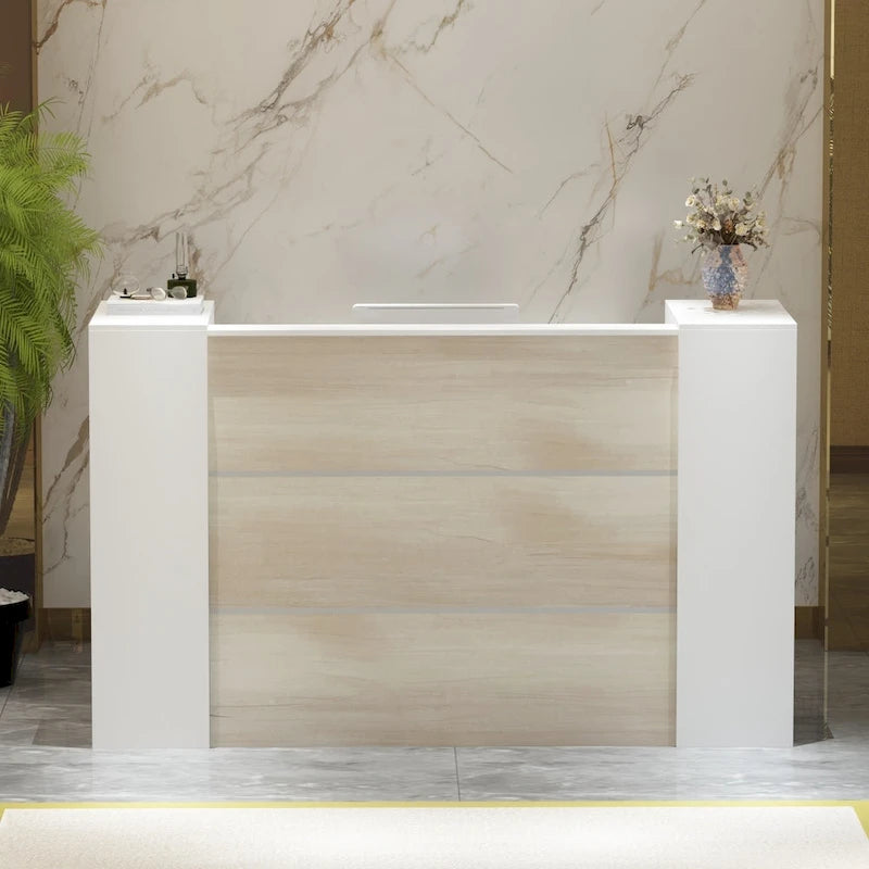 Reception Desk Large Front Counter Table w/ Adjustable Shelf