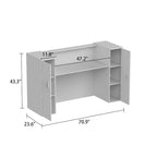 Reception Desk Large Front Counter Table w/ Adjustable Shelf