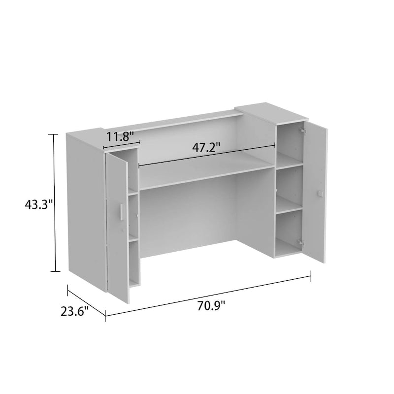 Reception Desk Large Front Counter Table w/ Adjustable Shelf