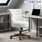 Adjustable Height Swivel Office Chair with Linen Fabric Upholstery