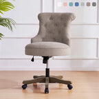 Adjustable Height Swivel Office Chair with Linen Fabric Upholstery