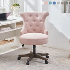 Adjustable Height Swivel Office Chair with Linen Fabric Upholstery