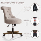 Adjustable Height Swivel Office Chair with Linen Fabric Upholstery