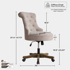 Adjustable Height Swivel Office Chair with Linen Fabric Upholstery