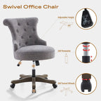 Adjustable Height Swivel Office Chair with Linen Fabric Upholstery