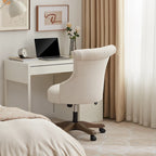 Adjustable Height Swivel Office Chair with Linen Fabric Upholstery