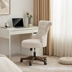 Adjustable Height Swivel Office Chair with Linen Fabric Upholstery