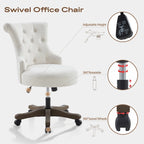 Adjustable Height Swivel Office Chair with Linen Fabric Upholstery