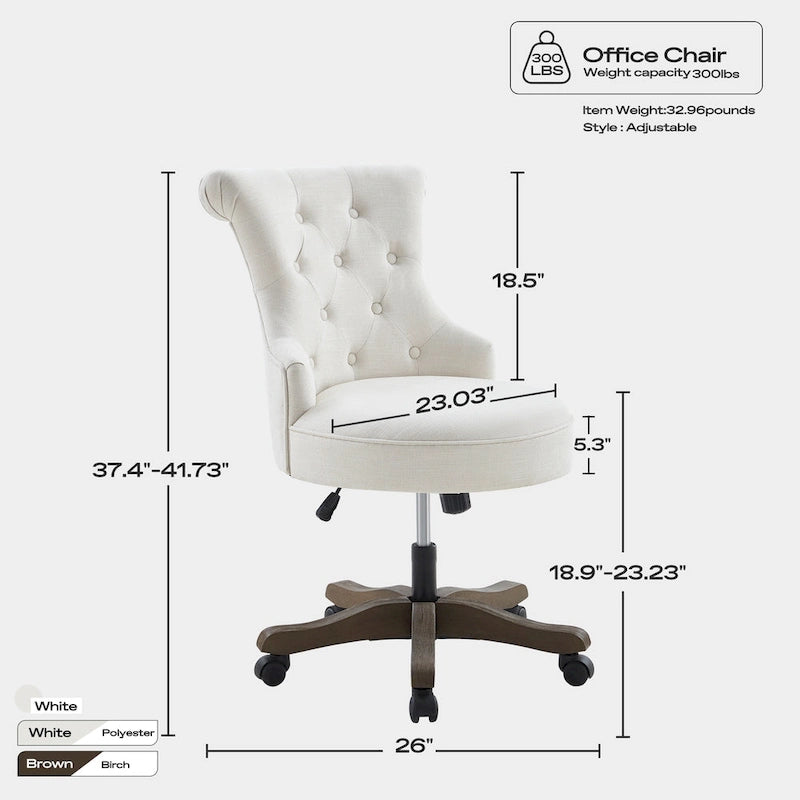 Adjustable Height Swivel Office Chair with Linen Fabric Upholstery