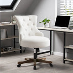 Adjustable Height Swivel Office Chair with Linen Fabric Upholstery