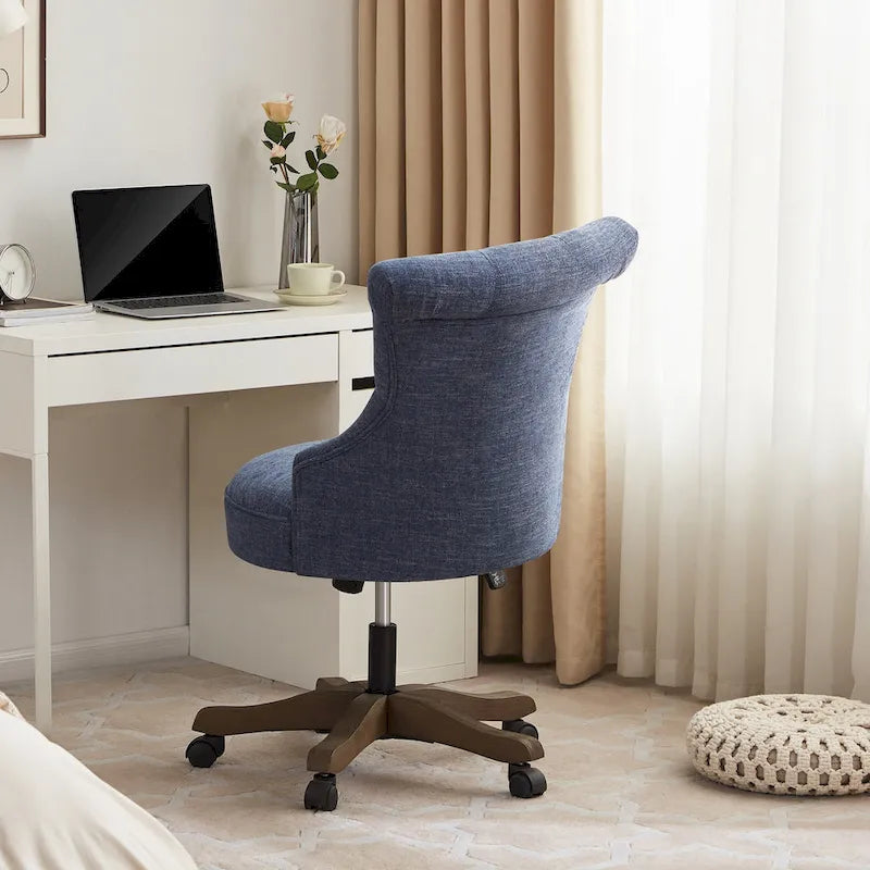 Adjustable Height Swivel Office Chair with Linen Fabric Upholstery