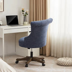 Adjustable Height Swivel Office Chair with Linen Fabric Upholstery