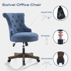 Adjustable Height Swivel Office Chair with Linen Fabric Upholstery