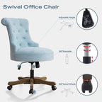 Adjustable Height Swivel Office Chair with Linen Fabric Upholstery