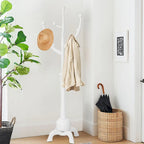 Rubberwood Freestanding Coat Rack with 8 Hooks - 24.5W x 70.87H