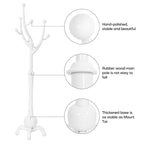 Rubberwood Freestanding Coat Rack with 8 Hooks - 24.5W x 70.87H