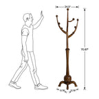 Rubberwood Freestanding Coat Rack with 8 Hooks - 24.5W x 70.87H