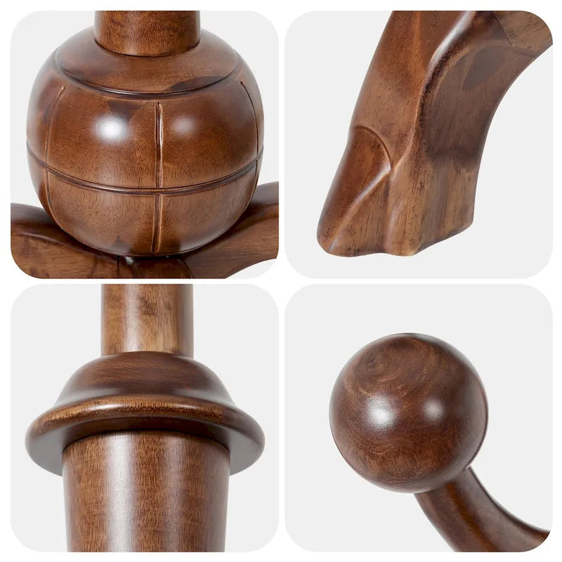 Rubberwood Freestanding Coat Rack with 8 Hooks - 24.5W x 70.87H