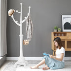 Rubberwood Freestanding Coat Rack with 8 Hooks - 24.5W x 70.87H