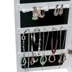 4-Layer Shelf, 2 Drawers, 8 Blue LED Lights, Jewelry Storage Mirror Cabinet