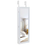4-Layer Shelf, 2 Drawers, 8 Blue LED Lights, Jewelry Storage Mirror Cabinet