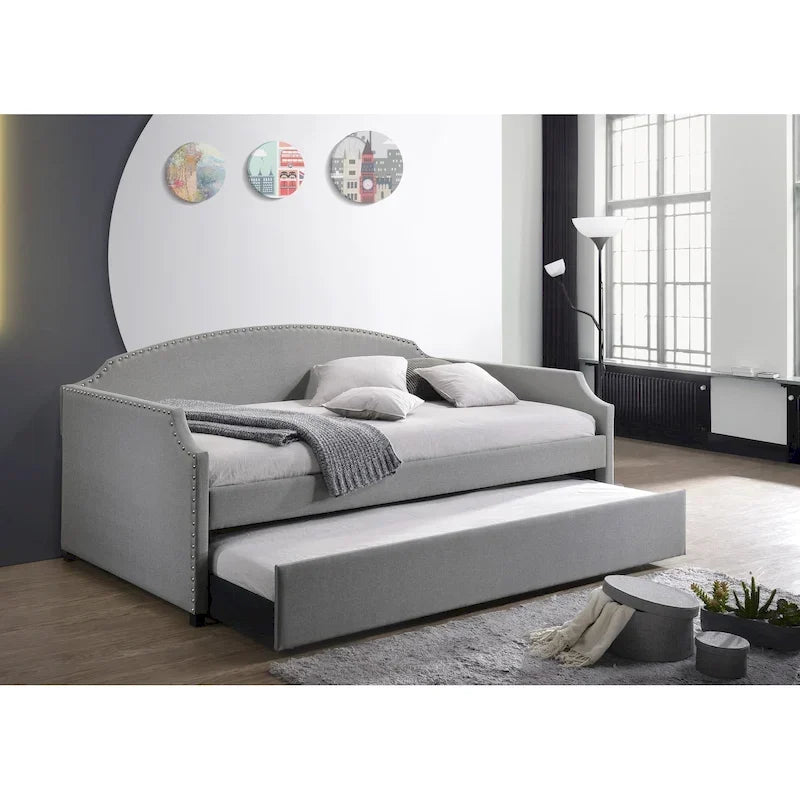 Upholstered Twin Daybed with Pull-Out Trundle