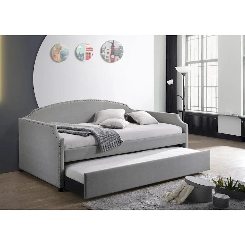 Upholstered Twin Daybed with Pull-Out Trundle