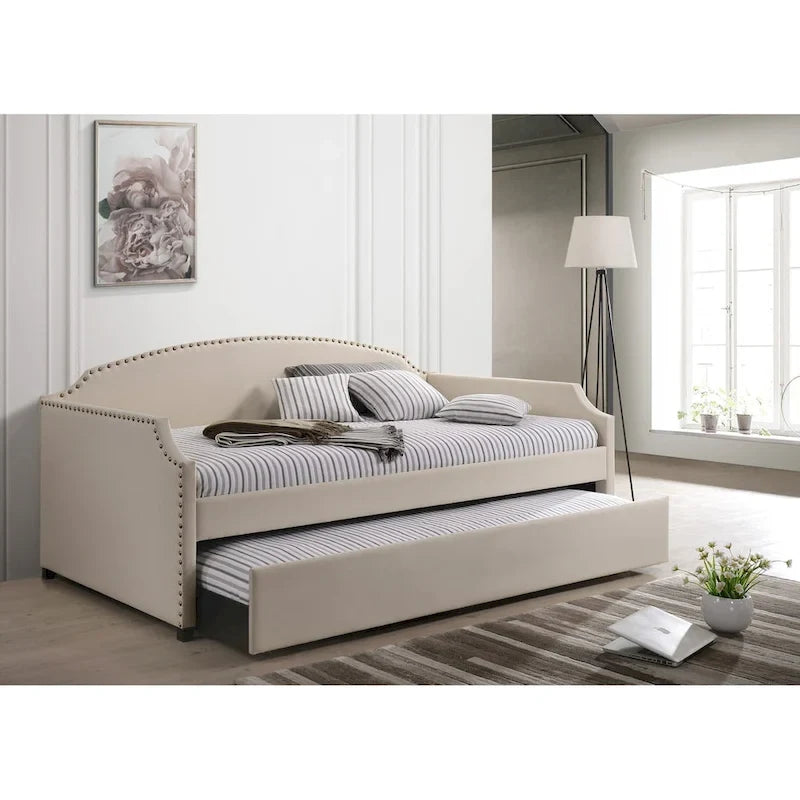 Upholstered Twin Daybed with Pull-Out Trundle