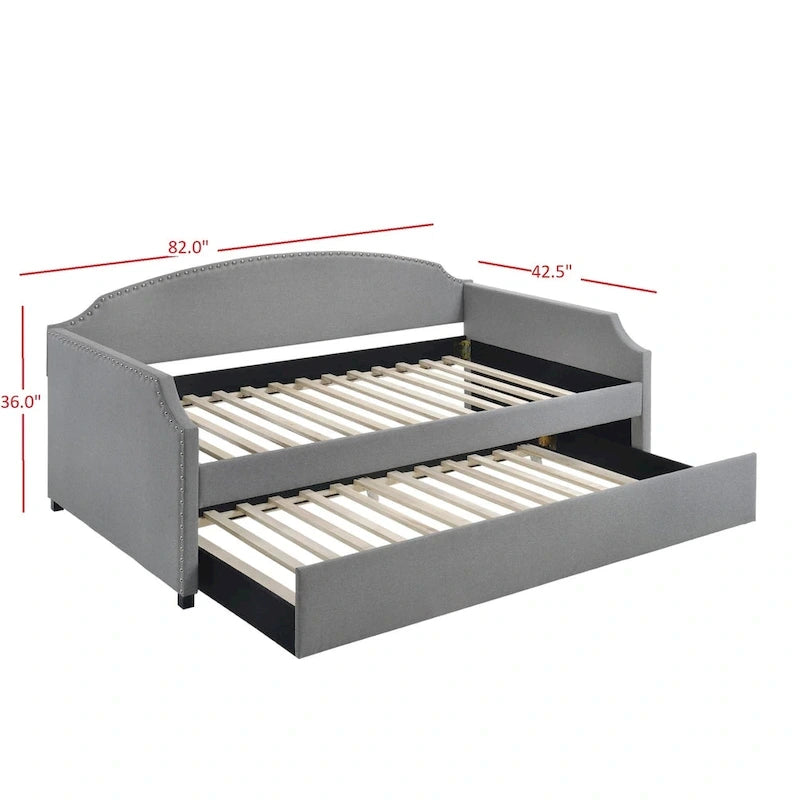 Upholstered Twin Daybed with Pull-Out Trundle