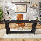 70.87-Inch Executive Desk, Wood Computer Desk for Home Office, Workstation Business Furniture