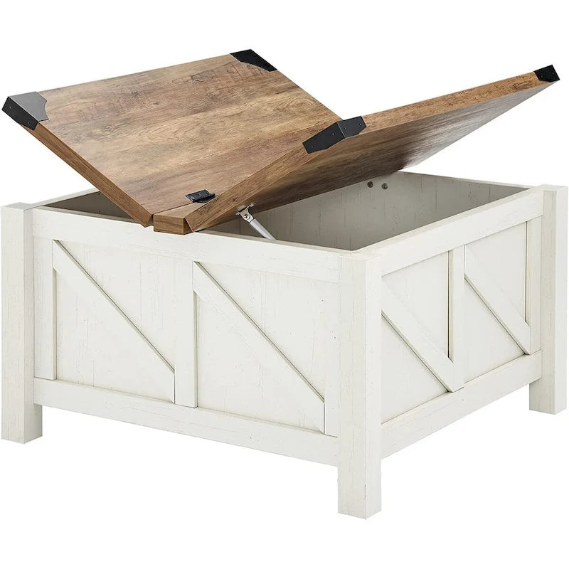Farmhouse Sliding Barn Door TV Stand and Coffee Table Set of 2