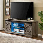 Farmhouse Sliding Barn Door TV Stand and Coffee Table Set of 2