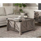 Farmhouse Sliding Barn Door TV Stand and Coffee Table Set of 2