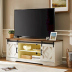 Farmhouse Sliding Barn Door TV Stand and Coffee Table Set of 2