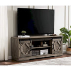 Farmhouse Sliding Barn Door TV Stand and Coffee Table Set of 2
