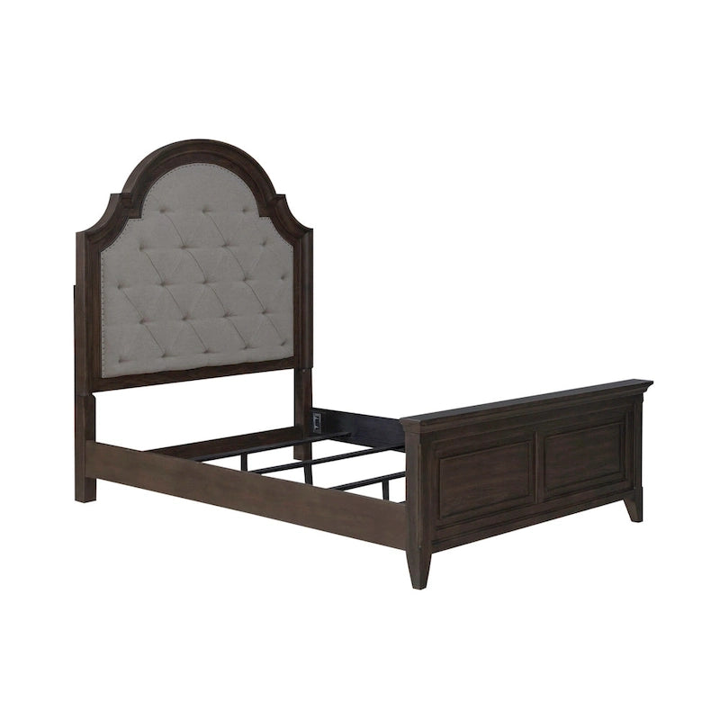 Saddle Brown Upholstered Panel Bed Frame - King & Queen