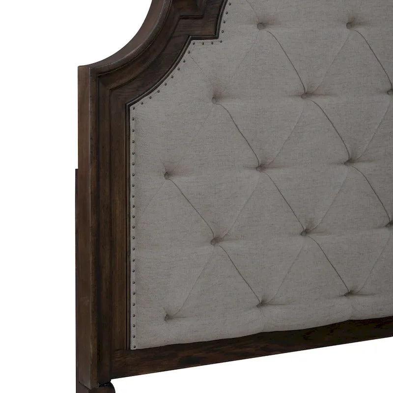 Saddle Brown Upholstered Panel Bed Frame - King & Queen