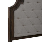 Saddle Brown Upholstered Panel Bed Frame - King & Queen