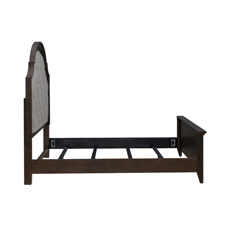 Saddle Brown Upholstered Panel Bed Frame - King & Queen
